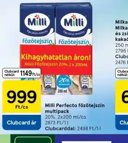 Tesco Milli Perfecto főzőtejszín ajánlat