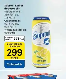 Tesco Soproni Radler dobozos sör ajánlat