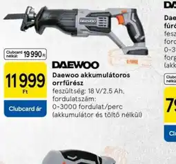 Tesco DAEWOO akkumulátoros orrfűrész ajánlat