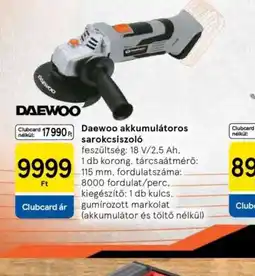 Tesco DAEWOO akkumulátoros sarokcsiszol ajánlat