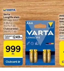 Tesco VARTA Longlife elem ajánlat