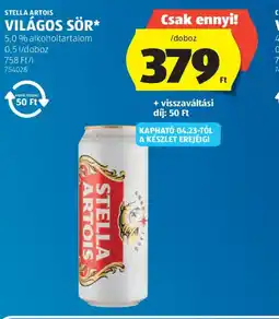 ALDI STELLA ARTOIS VILÁGOS SÖR ajánlat