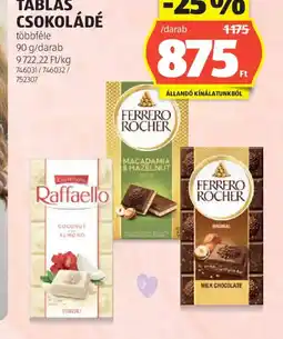 ALDI FERRERO TÁBLÁS CSOKOLÁDÉ ajánlat