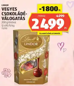 ALDI LINDOR VEGYES CSOKOLÁDÉ- VÁLOGATÁS ajánlat