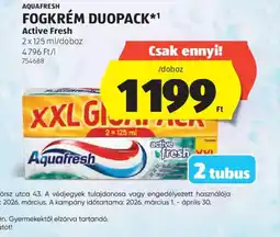 ALDI AQUAFRESH FOGKRÉM DUOPACK ajánlat