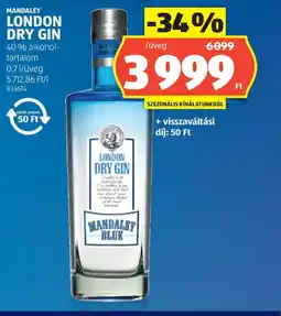 ALDI MANDALAY LONDON DRY GIN ajánlat