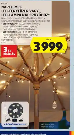 ALDI BELAVI NAPELEMES LED-FÉNYFÜZÉR ajánlat
