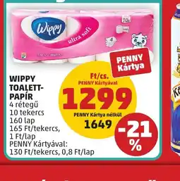 PENNY WIPPY TOALETT-PAP 130 Ft/tekercs, 0,8 Ft/lapR ajánlat