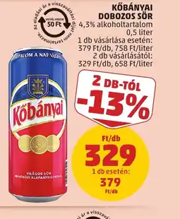 PENNY KŐBÁNYAI DOBOZOS SÖR ajánlat