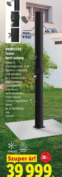 PARKSIDE Szolár kerti zuhany