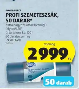 ALDI POWER FORCE Profi Szemeteszsák, 50 darab ajánlat