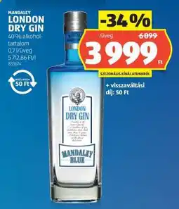 ALDI Mandaley London Dry Gin ajánlat