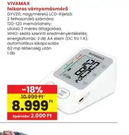 Interspar VIVAMAX felkaros vérnyomásmérő ajánlat