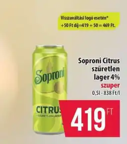 Coop Soproni Citrus szűretlen lager 4% ajánlat