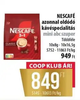 Coop NESCAFÉ azonnal oldódó kávéspecialitás ajánlat