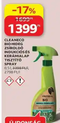 Auchan CLEANECO BIO HIDEG ZSÍROLDÓ INDUKCIÓS ÉS KERÁMIALAP TISZTÍTÓ SPRAY ajánlat