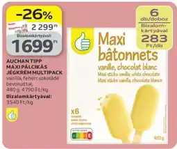 Auchan AUCHAN TIPP MAXIPÁLCIKÁS JÉGKRÉMMULTIPACK ajánlat