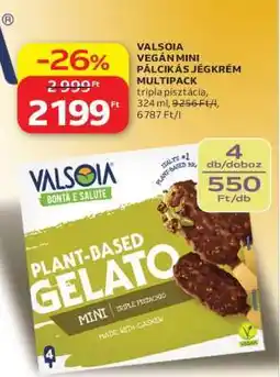 Auchan VALSOIA VEGÁN MINI PÁLCIKÁS JÉGKRÉM MULTIPACK ajánlat