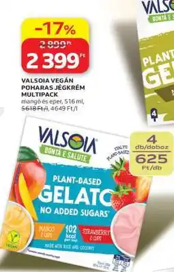 Auchan VALSOIA VEGÁN POHARAS JÉGKRÉM MULTIPACK ajánlat