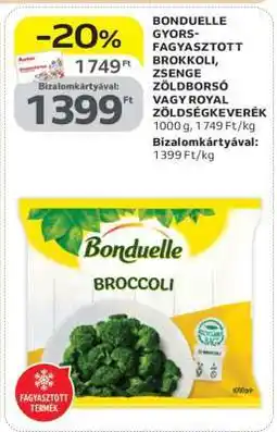 Auchan BONDUELLE GYORSFAGYASZTOTT BROKKOLI, ZSENGE ZÖLDBORSÓ VAGY ROYAL ZÖLDSÉGKEVERÉK ajánlat