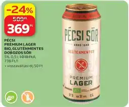 Auchan Pécsi Prémium Lager Bio Gluténmentes Dobozos Sör ajánlat