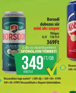 Coop Borsodi dobozos sör ajánlat