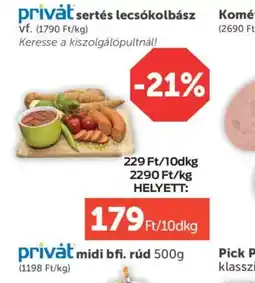 PRIVÁT privát sertés lecskolbász ajánlat