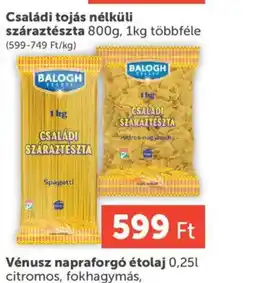 PRIVÁT BALOGH Családi tojás nélküli száraztészta ajánlat