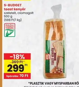 Spar S-BUDGET toast kenyér ajánlat