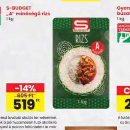 Spar S-BUDGET „A” minőségű rizs ajánlat