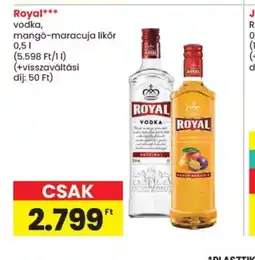 Spar Royal vodka, mang-maracuja likőr ajánlat