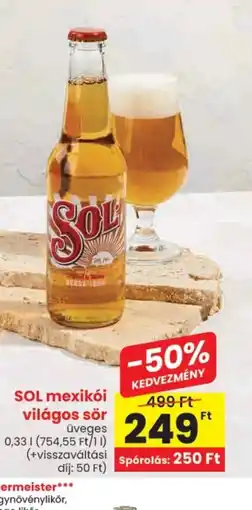 Spar SOL mexiki világos sör ajánlat