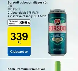 Tesco Borsodi dobozos világos sör ajánlat