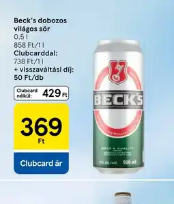 Tesco Beck's dobozos világos sör ajánlat
