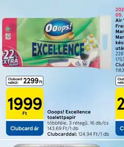 Tesco Ooops! Excellence toalettpapír ajánlat