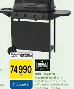 Tesco GRILL MASTER 4 gázégős kerti grill ajánlat