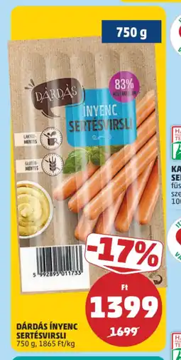 PENNY DÁRDÁS HAZAI FELDOLGOZA TERMEKNYENC SERTÉSVIRSLI ajánlat