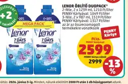 PENNY LENOR ÖBL Pontbeváltás: 2026. június 3-ig. Minden, nálunk elköltött 2000 Ft után 1 db hűségpontot adunk.TŐ DUOPACK ajánlat