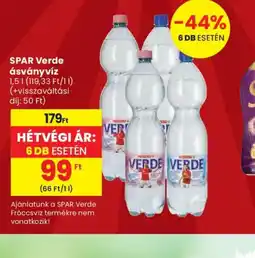Spar SPAR Verde ásványvíz ajánlat