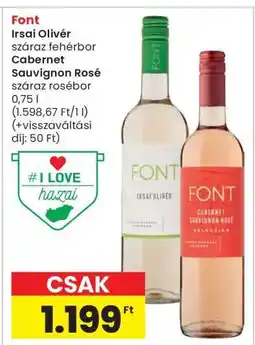 Interspar Font Irsai Olivér száraz fehérbor, Cabernet Sauvignon Rosé száraz rosébor ajánlat