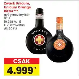 Spar Zwack Unicum, Unicum Orange Bitter ajánlat
