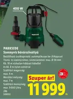 Lidl PARKSIDE Szennyvíz búvárszivattyú ajánlat