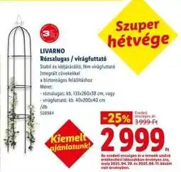 Lidl LIVARNO Rózsalugas / virágfuttató ajánlat
