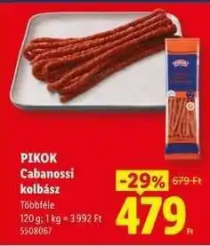 Lidl PIKOK Cabanossi kolbász ajánlat