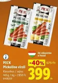 Lidl PICK Pickolino virsli ajánlat