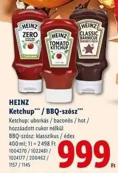 Lidl HEINZ Ketchup / BBQ-szósz ajánlat