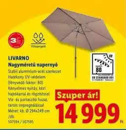 Lidl LIVARNO Nagyméretű napernyő ajánlat