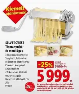Lidl SILVERCREST Tésztanyújtó- és metélőgép ajánlat
