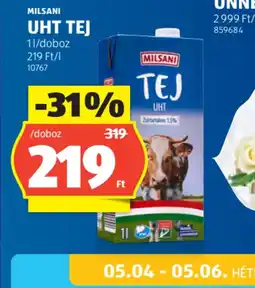 ALDI MILSANI UHT TEJ ajánlat