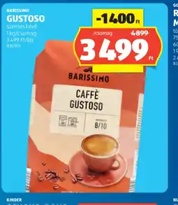 ALDI BARISSIMO GUSTOSO szemes kávé ajánlat